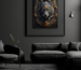 Luxurious matte black home interior featuring DarkElegant.com signature pieces and wall art