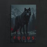 High-Quality Black Wolf Canvas with Red Eyes – 8x12 Wall Art