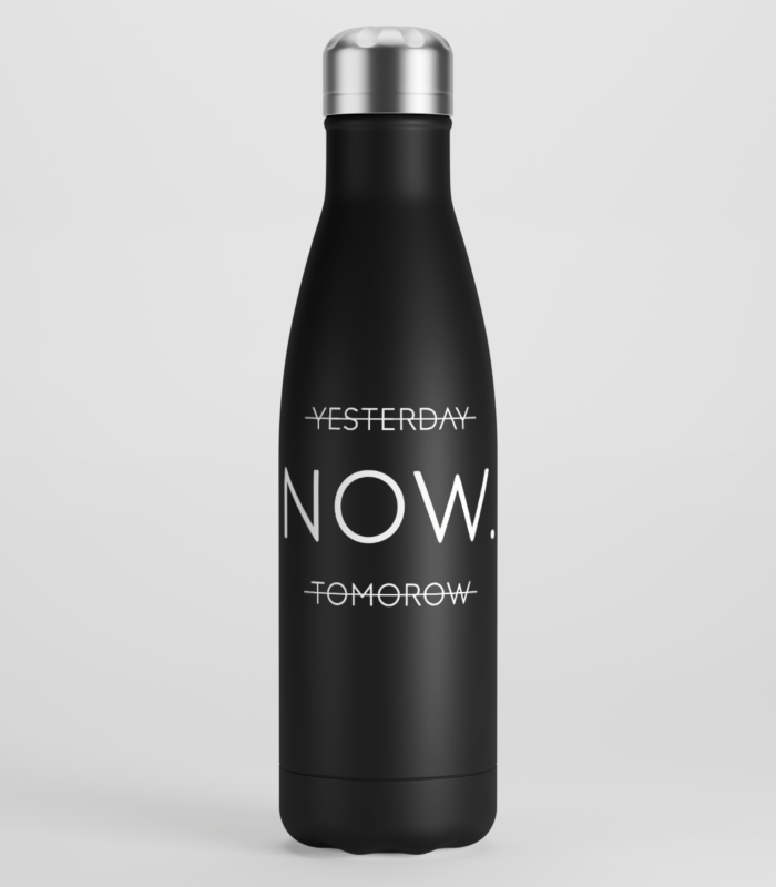 NOW Motivational Water Bottle Black Premium