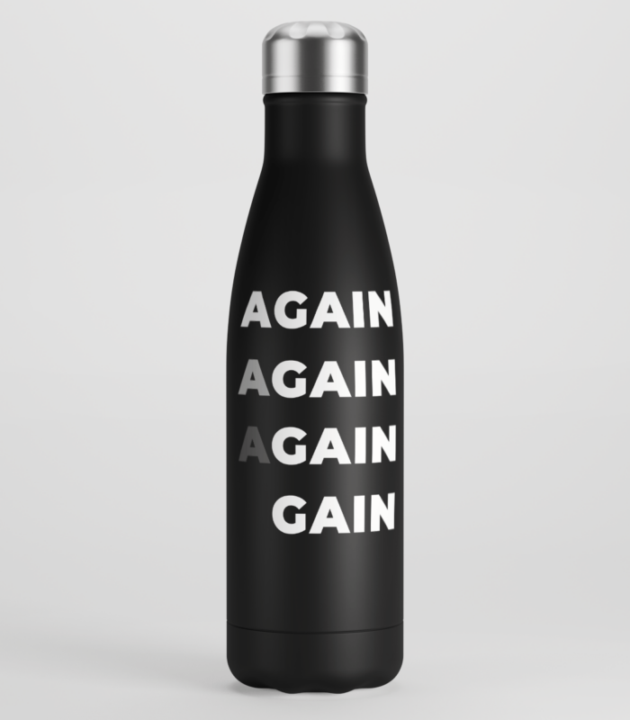 Motivational Gym Bottle Black Steel Front